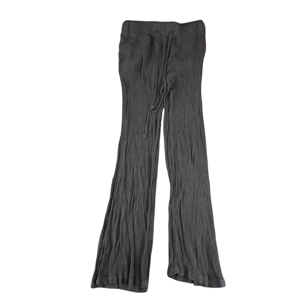 Streetwear Society Womensβ Black Crinkle Gauze Flare Pants Small Style 12-334